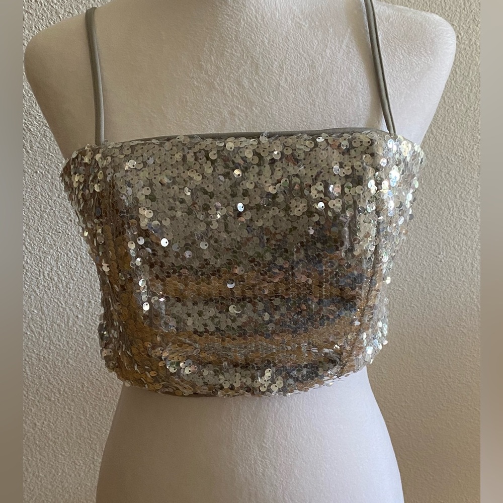 New Years Eve Silver Sparkly Crop Top